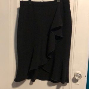 Faux wrap ruffled pencil skirt